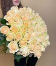 Букет из белой персиковой розы (Россия) - 35 роз - купить цветы и аксессуары в интернет-магазине Дом цветов